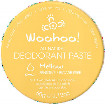 Woohoo Body Deodorant Paste Tin Mellow Sensitive Bicarb Free 60g