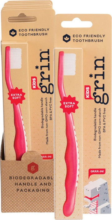 GRIN Biodegradable Toothbrush - Kids  Extra Soft - Pink 8