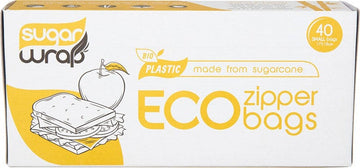 SugarWrap Eco Zipper Bags Made from Sugarcane Small 40pk