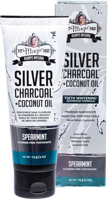 MY MAGIC MUD Silver Charcoal Toothpaste  With Coconut Oil - Spearmint 113g