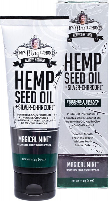 MY MAGIC MUD Silver Charcoal Toothpaste  With Hemp Seed Oil - Magical Mint 113g