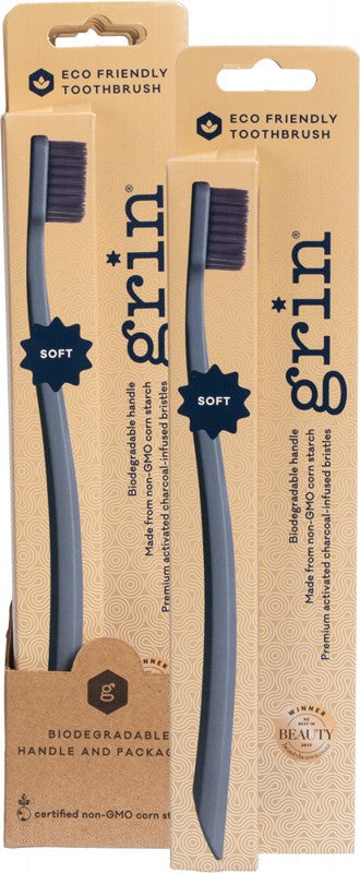 GRIN Biodegradable Toothbrush  Soft - Navy Blue 8