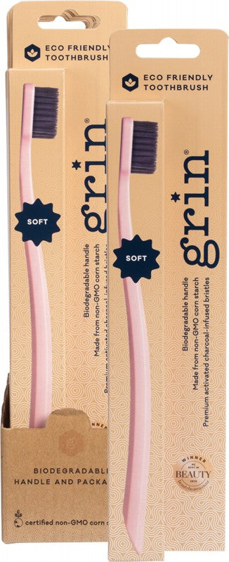GRIN Biodegradable Toothbrush  Soft - Rose Pink 8