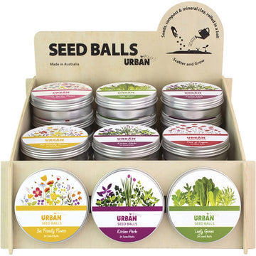 Urban Greens Seed Balls Display Stand Includes 24 Tins Assorted x24