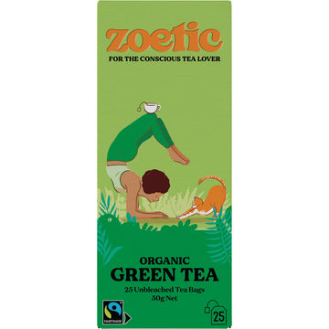 Zoetic Organic Unbleached Tea Bags Green Tea 6x25pk