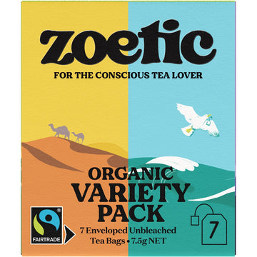 Zoetic Organic Unbleached Tea Bags Variety Pack 7pk