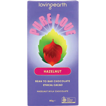 Loving Earth Hazelnut Mylk Chocolate with Raw Ashaninka Cacao 11x80g