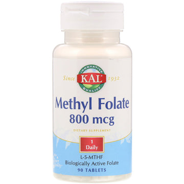 KAL, Methyl Folate, 800 mcg, 90 Tablets