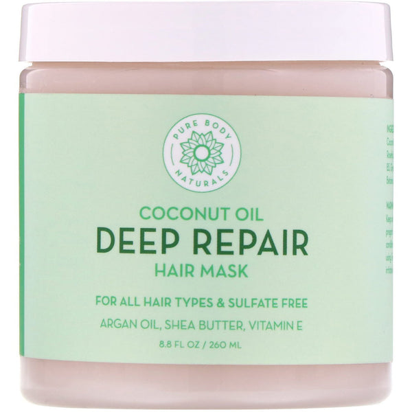 Pure Body Naturals, Coconut Oil, Deep Repair Hair Mask, 8.8 fl oz (260 ml) - The Supplement Shop