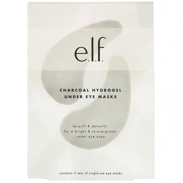 E.L.F., Charcoal Hydrogel Under Eye Masks, 3 Piece Set - The Supplement Shop