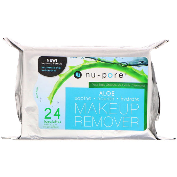 Nu-Pore, Aloe Makeup Remover, 24 Towelettes - The Supplement Shop