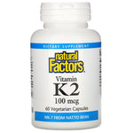 Natural Factors, Vitamin K2, 100 mcg, 60 Vegetarian Capsules - The Supplement Shop