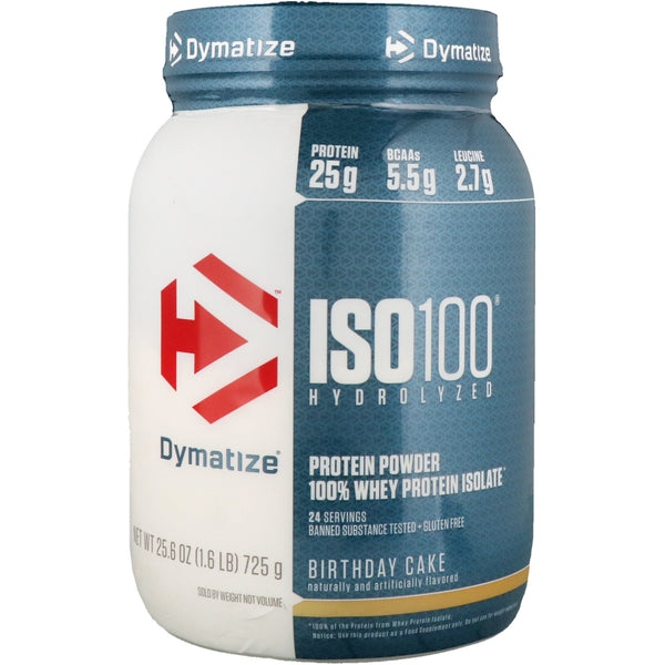 Dymatize Nutrition, ISO100 Hydrolyzed, 100% Whey Protein Isolate, Birthday Cake, 1.6 lbs (725 g) - The Supplement Shop