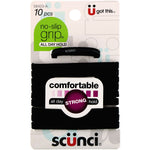 Scunci, No Slip Grip Elastics, Comfortable, All Day Strong Hold, Black, 10 Pieces - The Supplement Shop