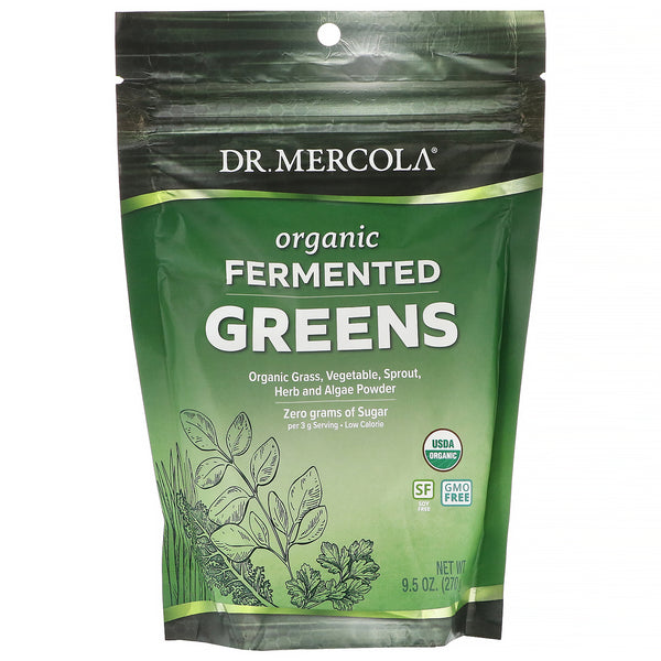 Dr. Mercola, Organic Fermented Greens, 9.5 oz (270 g) - The Supplement Shop