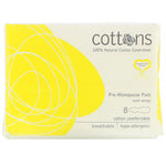 Cottons, 100% Natural Cotton Coversheet, Pre-Menopause Pads with Wings, 8 Pads - The Supplement Shop