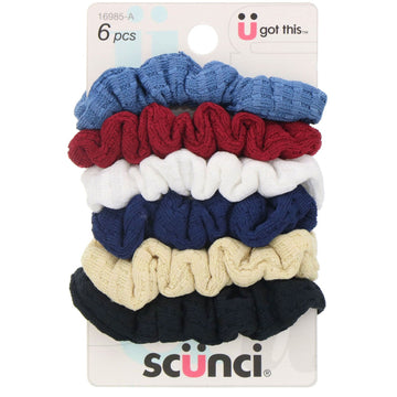 Scunci, Mini Waffle Twisters, Assorted Colors, 6 Pieces
