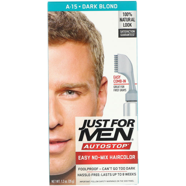 Just for Men, Autostop Men's Hair Color, Dark Blond A-15, 1.2 oz (35 g) - The Supplement Shop