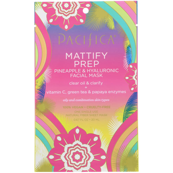 Pacifica, Mattify Prep, Pineapple & Hyaluronic Facial Mask, 1 Mask, 0.67 fl oz (20 ml) - The Supplement Shop