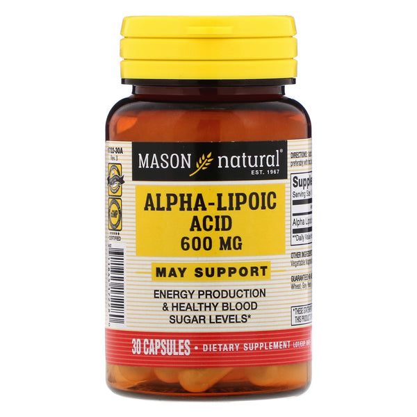 Mason Natural, Alpha-Lipoic Acid, 600 mg, 30 Capsules - The Supplement Shop
