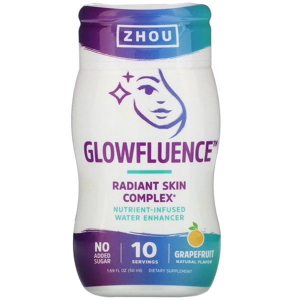 Zhou Nutrition, Glowfluence, Nutrient-Infused Water Enhancer, Grapefruit, 1.69 fl oz (50 ml) - The Supplement Shop
