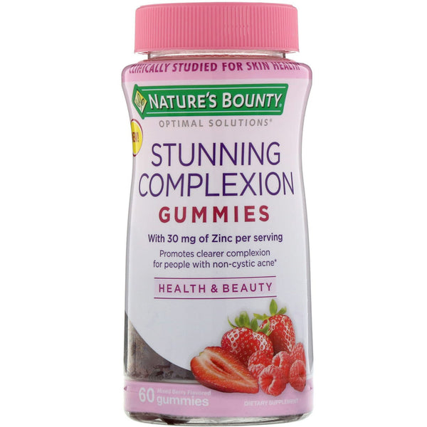 Nature's Bounty, Optimal Solutions, Stunning Complexion, Mixed Berry Flavored, 60 Gummies - The Supplement Shop