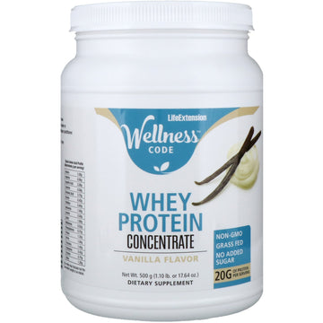 Life Extension, Wellness Code, Whey Protein Concentrate, Vanilla Flavor, 1.1 lbs (500 g)