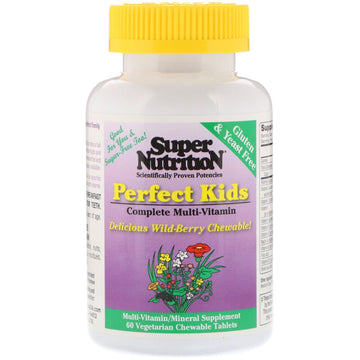 Super Nutrition, Perfect Kids Complete Multi-Vitamin, Wild-Berry Flavor, 60 Vegetarian Chewable Tablets