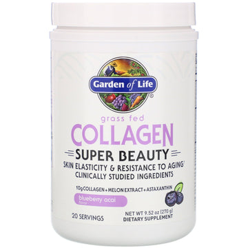Garden of Life, Grass Fed Collagen, Super Beauty, Blueberry Acai, 9.52 oz (270 g)