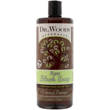 Dr. Woods, Raw Black Soap with Fair Trade Shea Butter, Coconut Papaya, 32 fl oz (946 ml)