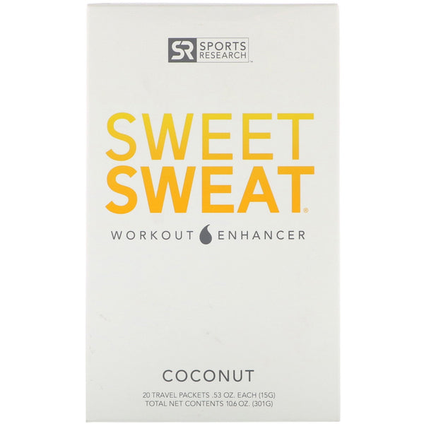 Sports Research, Sweet Sweat Workout Enhancer, Coconut, 20 Travel Packets, 0.53 oz (15 g) Each - The Supplement Shop