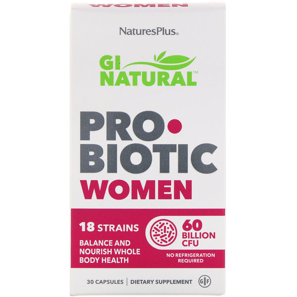 Nature's Plus, GI Natural Probiotic Women, 60 Billion CFU, 30 Capsules - The Supplement Shop