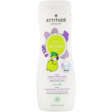 ATTITUDE, Little Leaves Science, 2-In-1 Shampoo & Body Wash, Vanilla & Pear, 16 fl oz (473 ml)