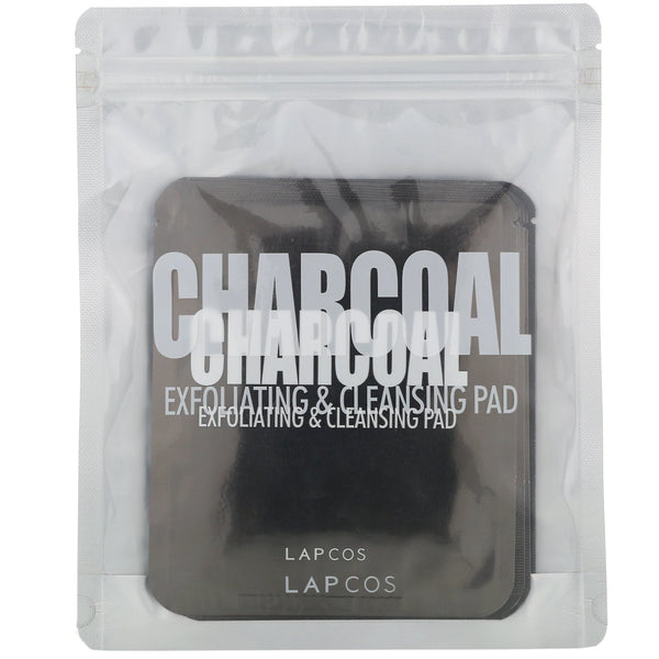 Lapcos, Charcoal, Exfoliating & Cleansing Pad, 5 Pads, 0.24 fl oz ( 7 g) Each - The Supplement Shop