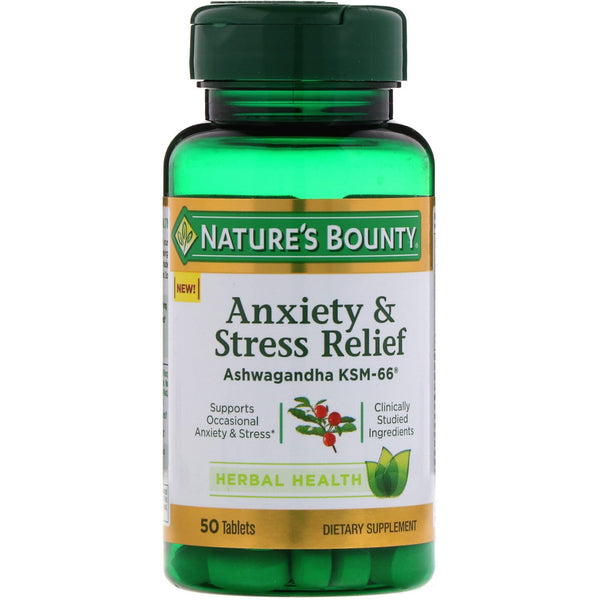 Nature's Bounty, Anxiety & Stress Relief, Ashwagandha KSM-66, 50 Tablets