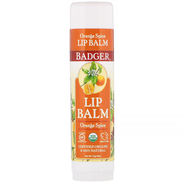 Badger Company, Lip Balm, Orange Spice, .60 oz (17 g) - The Supplement Shop