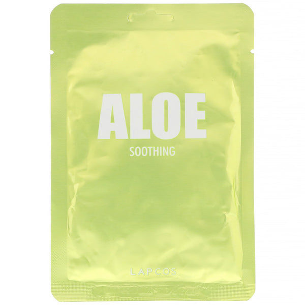 Lapcos, Aloe Sheet Mask, Soothing, 1 Sheet, 1.11 fl oz (33 ml) - The Supplement Shop