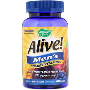 Nature's Way, Alive! Men's Gummy Vitamins, Fruit Flavors, 60 Gummies