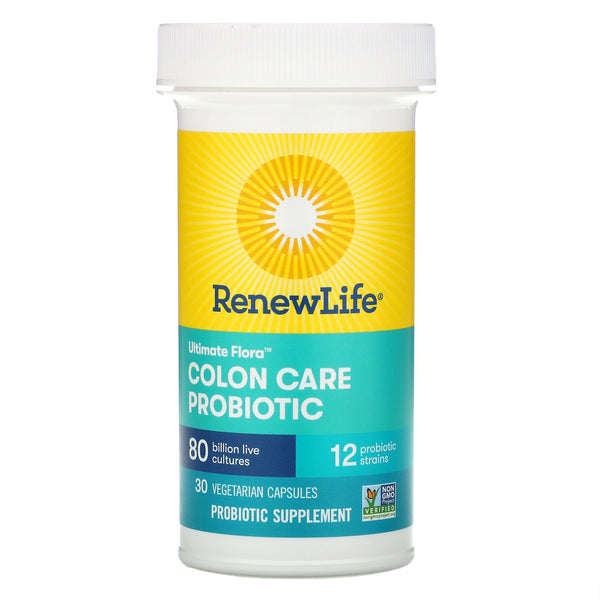 Renew Life, Ultimate Flora, Colon Care Probiotic, 80 Billion Live Cultures, 30 Vegetarian Capsules - The Supplement Shop