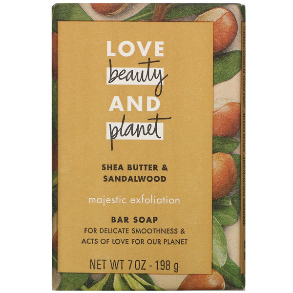 Love Beauty and Planet, Majestic Exfoliation, Bar Soap, Shea Butter & Sandalwood, 7 oz (198 g) - The Supplement Shop