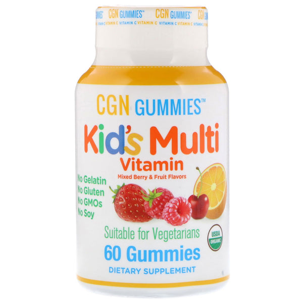California Gold Nutrition, Kid’s Multi Vitamin Gummies, No Gelatin, No Gluten, Organic Mixed Berry and Fruit Flavor, 60 Gummies