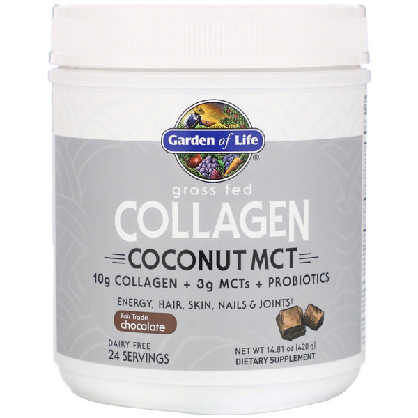 Garden of Life, Grass Fed Collagen, Coconut MCT, Chocolate, 14.81 oz (420 g) - The Supplement Shop