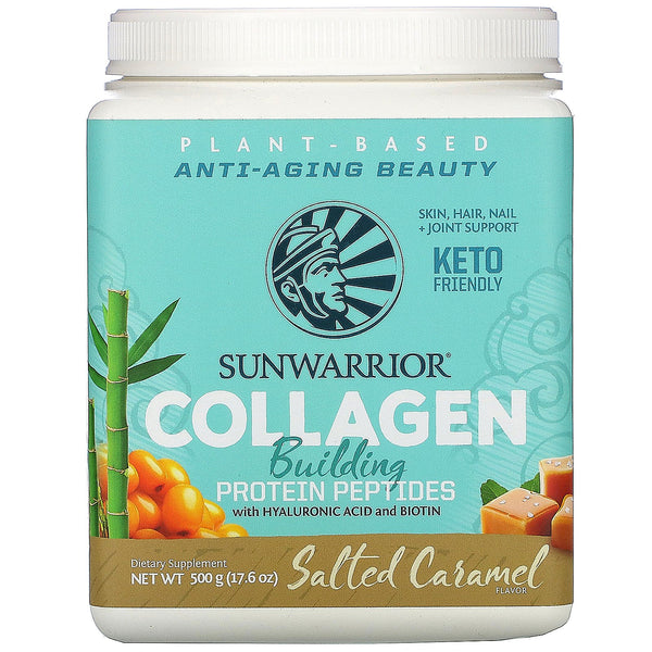 Sunwarrior, Collagen Building Protein Peptides with Hyaluronic Acid and Biotin, Salted Caramel, 17.6 oz (500 g) - The Supplement Shop