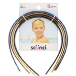 Scunci, Skinny Plastic Headbands, Assorted Colors, 4 Pieces - The Supplement Shop