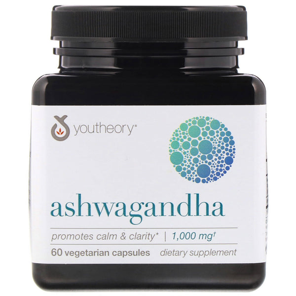 Youtheory, Ashwagandha, 1,000 mg, 60 Vegetarian Capsules - The Supplement Shop