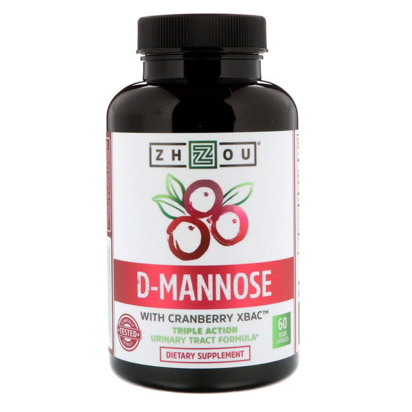 Zhou Nutrition, D-Mannose with Cranberry XBAC, 60 Veggie Capsules - The Supplement Shop