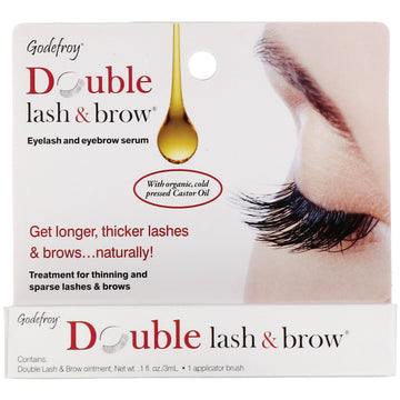 Godefroy, Double Lash & Brow, Eyelash and Eyebrow Serum, 0.1 fl oz (3 ml)