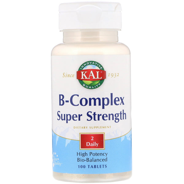KAL, B-Complex Super Strength, 100 Tablets - The Supplement Shop