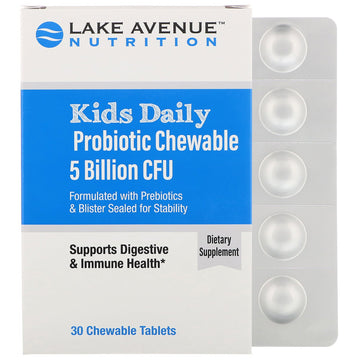 Lake Avenue Nutrition, Kids Daily Probiotic Chewable, Natural Berry Flavor, 5 Billion CFU, 30 Chewable Tablets