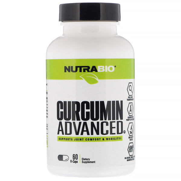 NutraBio Labs, Curcumin Advanced, 60 V-Caps - The Supplement Shop